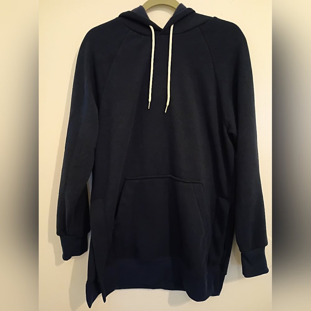 The Warmy Womens Oversized Blue Fleece Hoodie Sz M